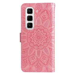 Lacné Kryty | Peňaženkové puzdro Embossing Pattern Slnečnica ružové – Infinix Hot 50 Pro+ (50 Pro Plus) | Lacné Kryty
