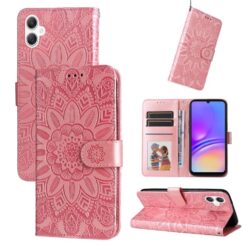 Peňaženkové puzdro Embossing Pattern Slnečnica ružové – Samsung Galaxy A06 | Lacné Kryty Lacné Kryty | Peňaženkové puzdro Embossing Pattern Slnečnica ružové – Samsung Galaxy A06 | Lacné Kryty