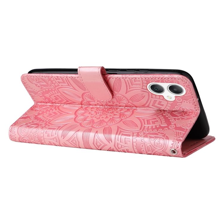 Peňaženkové puzdro Embossing Pattern Slnečnica ružové – Samsung Galaxy A06 | Lacné Kryty Lacné Kryty | Peňaženkové puzdro Embossing Pattern Slnečnica ružové – Samsung Galaxy A06 | Lacné Kryty