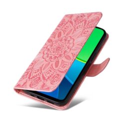Lacné Kryty | Peňaženkové puzdro Embossing Pattern Slnečnica ružové – Vivo Y19s | Lacné Kryty