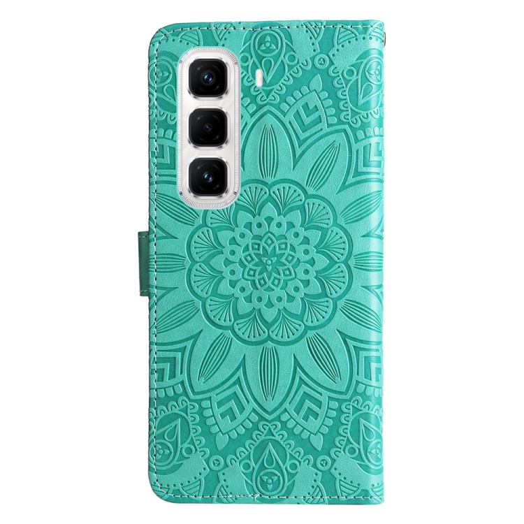 Peňaženkové puzdro Embossing Pattern Slnečnica zelené – Infinix Hot 50 Pro+ (50 Pro Plus) | Lacné Kryty Lacné Kryty | Peňaženkové puzdro Embossing Pattern Slnečnica zelené – Infinix Hot 50 Pro+ (50 Pro Plus) | Lacné Kryty