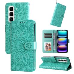 Peňaženkové puzdro Embossing Pattern Slnečnica zelené – Infinix Hot 50 Pro+ (50 Pro Plus) | Lacné Kryty Lacné Kryty | Peňaženkové puzdro Embossing Pattern Slnečnica zelené – Infinix Hot 50 Pro+ (50 Pro Plus) | Lacné Kryty