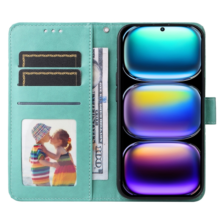 Peňaženkové puzdro Embossing Pattern Slnečnica zelené – Infinix Hot 50 Pro+ (50 Pro Plus) | Lacné Kryty Lacné Kryty | Peňaženkové puzdro Embossing Pattern Slnečnica zelené – Infinix Hot 50 Pro+ (50 Pro Plus) | Lacné Kryty