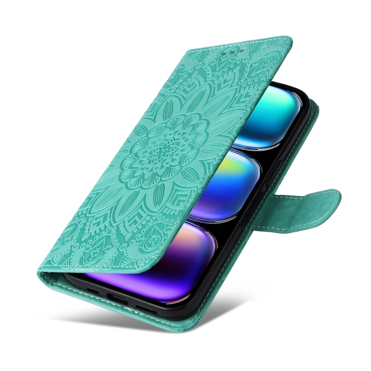 Peňaženkové puzdro Embossing Pattern Slnečnica zelené – Infinix Hot 50 Pro+ (50 Pro Plus) | Lacné Kryty Lacné Kryty | Peňaženkové puzdro Embossing Pattern Slnečnica zelené – Infinix Hot 50 Pro+ (50 Pro Plus) | Lacné Kryty