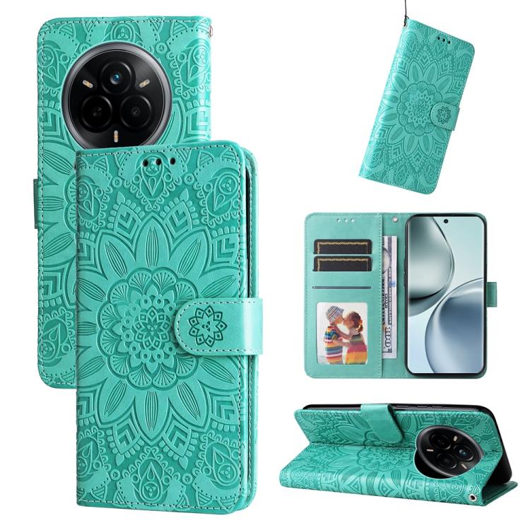 Peňaženkové puzdro Embossing Pattern Slnečnica zelené – Realme 14 Pro | Lacné Kryty Lacné Kryty | Peňaženkové puzdro Embossing Pattern Slnečnica zelené – Realme 14 Pro | Lacné Kryty