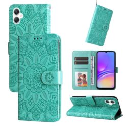 Lacné Kryty | Peňaženkové puzdro Embossing Pattern Slnečnica zelené – Samsung Galaxy A06 | Lacné Kryty