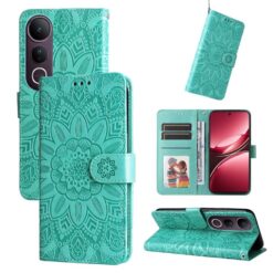 Peňaženkové puzdro Embossing Pattern Slnečnica zelené – Vivo V50 Lite | Lacné Kryty Lacné Kryty | Peňaženkové puzdro Embossing Pattern Slnečnica zelené – Vivo V50 Lite | Lacné Kryty