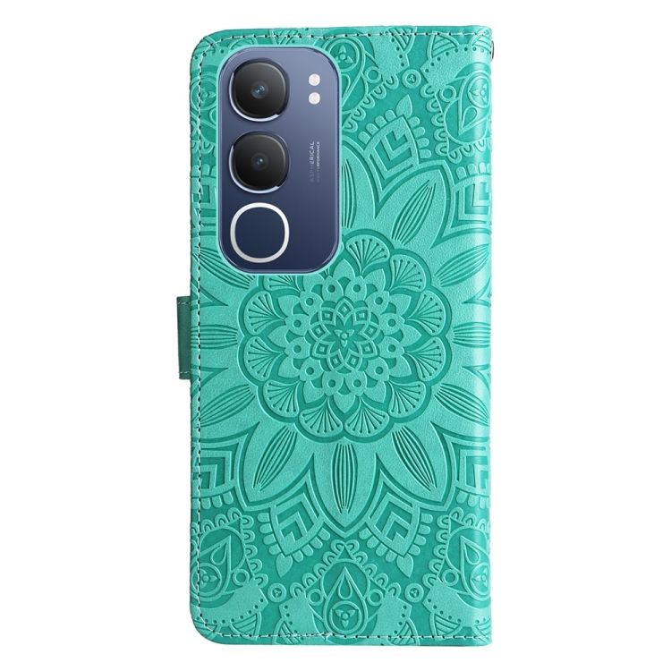 Peňaženkové puzdro Embossing Pattern Slnečnica zelené – Vivo Y19s | Lacné Kryty Lacné Kryty | Peňaženkové puzdro Embossing Pattern Slnečnica zelené – Vivo Y19s | Lacné Kryty