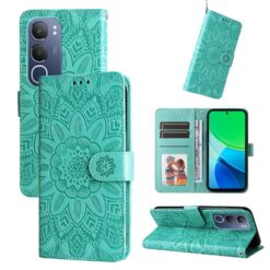Peňaženkové puzdro Embossing Pattern Slnečnica zelené – Vivo Y19s | Lacné Kryty Lacné Kryty | Peňaženkové puzdro Embossing Pattern Slnečnica zelené – Vivo Y19s | Lacné Kryty