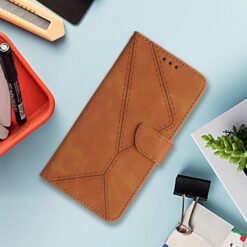Lacné Kryty | Peňaženkové puzdro Embossing Pattern Stitchy case hnedé – Honor 400 Lite | Lacné Kryty