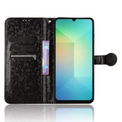 Lacné Kryty | Peňaženkové puzdro Honeycomb Dot Texture Case čierne – Samsung Galaxy A06 | Lacné Kryty