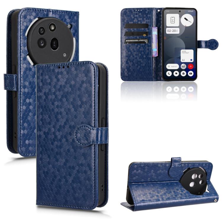 Peňaženkové puzdro Honeycomb Dot Texture Case modré – Nothing Phone (3a) Pro | Lacné Kryty Lacné Kryty | Peňaženkové puzdro Honeycomb Dot Texture Case modré – Nothing Phone (3a) Pro | Lacné Kryty