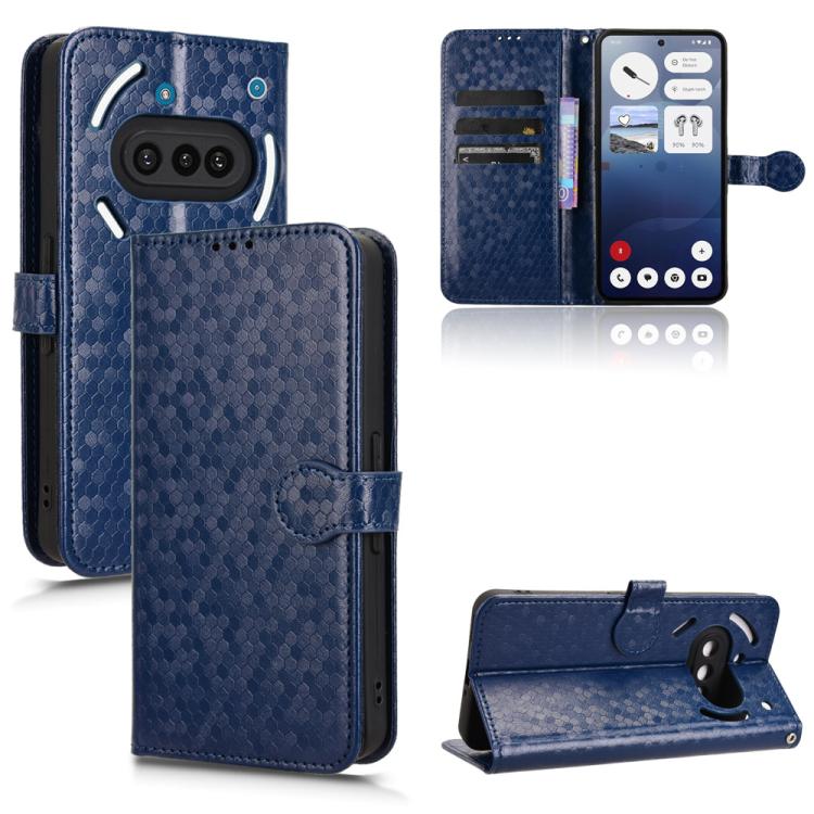Peňaženkové puzdro Honeycomb Dot Texture Case modré – Nothing Phone (3a) | Lacné Kryty Lacné Kryty | Peňaženkové puzdro Honeycomb Dot Texture Case modré – Nothing Phone (3a) | Lacné Kryty