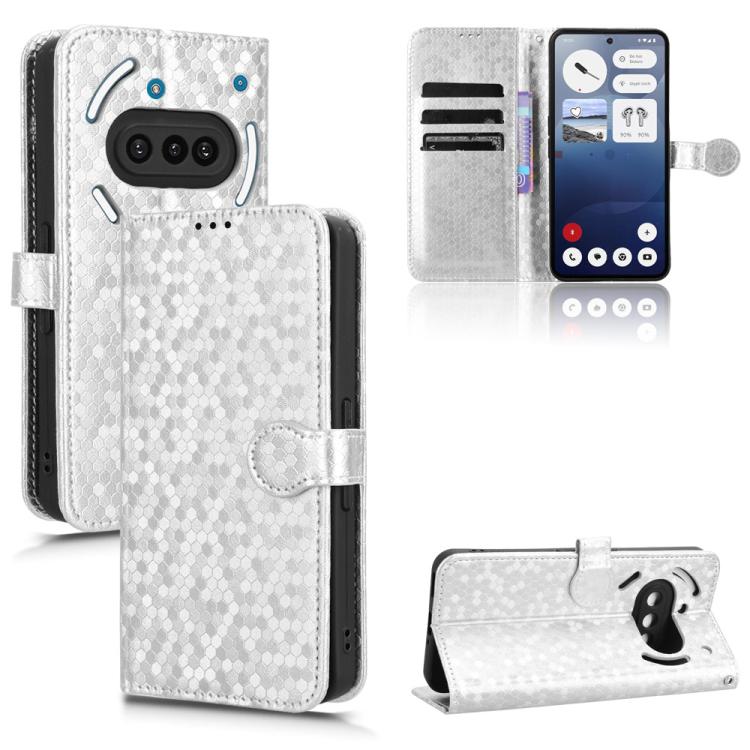 Peňaženkové puzdro Honeycomb Dot Texture Case strieborné – Nothing Phone (3a) | Lacné Kryty Lacné Kryty | Peňaženkové puzdro Honeycomb Dot Texture Case strieborné – Nothing Phone (3a) | Lacné Kryty