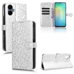 Lacné Kryty | Peňaženkové puzdro Honeycomb Dot Texture Case strieborné – Samsung Galaxy A06 | Lacné Kryty
