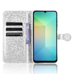 Lacné Kryty | Peňaženkové puzdro Honeycomb Dot Texture Case strieborné – Samsung Galaxy A06 | Lacné Kryty
