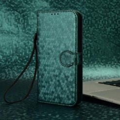 Lacné Kryty | Peňaženkové puzdro Honeycomb Dot Texture Case zelené – Samsung Galaxy A06 | Lacné Kryty