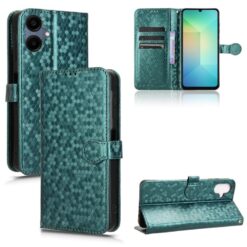 Lacné Kryty | Peňaženkové puzdro Honeycomb Dot Texture Case zelené – Samsung Galaxy A06 | Lacné Kryty