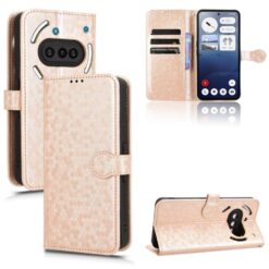 Lacné Kryty | Peňaženkové puzdro Honeycomb Dot Texture Case zlaté – Nothing Phone (3a) | Lacné Kryty