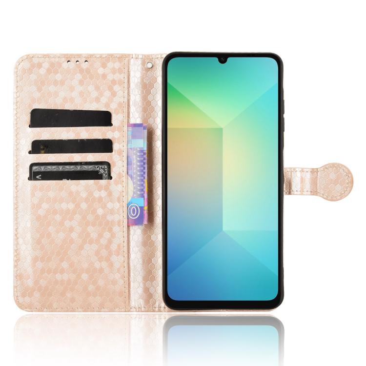 Peňaženkové puzdro Honeycomb Dot Texture Case zlaté – Samsung Galaxy A06 | Lacné Kryty Lacné Kryty | Peňaženkové puzdro Honeycomb Dot Texture Case zlaté – Samsung Galaxy A06 | Lacné Kryty