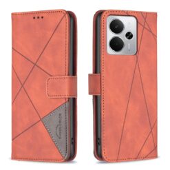 Lacné Kryty | Knižkové puzdro Rhombus hnedé – Realme 14 5G | Lacné Kryty