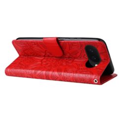 Lacné Kryty | Peňaženkové puzdro Embossing Pattern Slnečnica červené – Google Pixel 9a | Lacné Kryty
