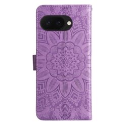 Lacné Kryty | Peňaženkové puzdro Embossing Pattern Slnečnica fialové – Google Pixel 9a | Lacné Kryty