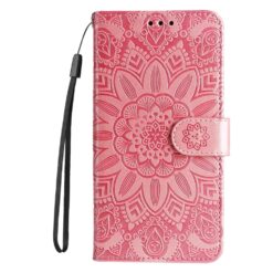 Lacné Kryty | Peňaženkové puzdro Embossing Pattern Slnečnica ružové – Google Pixel 9a | Lacné Kryty