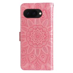 Lacné Kryty | Peňaženkové puzdro Embossing Pattern Slnečnica ružové – Google Pixel 9a | Lacné Kryty