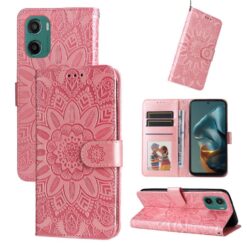 Lacné Kryty | Peňaženkové puzdro Embossing Pattern Slnečnica ružové – Motorola Moto G05 / E15 | Lacné Kryty