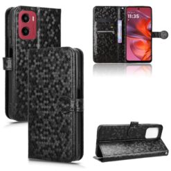 Lacné Kryty | Peňaženkové puzdro Honeycomb Dot Texture Case čierne – Motorola Moto G05 / E15 | Lacné Kryty