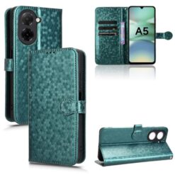Lacné Kryty | Peňaženkové puzdro Honeycomb Dot Texture Case zelené – Xiaomi Redmi A5 | Lacné Kryty