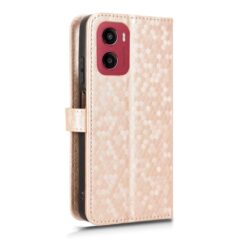 Lacné Kryty | Peňaženkové puzdro Honeycomb Dot Texture Case zlaté – Motorola Moto G05 / E15 | Lacné Kryty