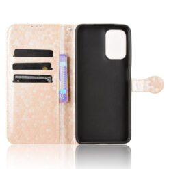 Lacné Kryty | Peňaženkové puzdro Honeycomb Dot Texture Case zlaté – Motorola Moto G05 / E15 | Lacné Kryty