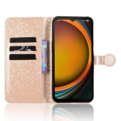 Lacné Kryty | Peňaženkové puzdro Honeycomb Dot Texture Case zlaté – Samsung Galaxy Xcover 7 Pro | Lacné Kryty
