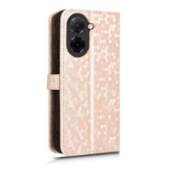 Lacné Kryty | Peňaženkové puzdro Honeycomb Dot Texture Case zlaté – Xiaomi Redmi A5 | Lacné Kryty