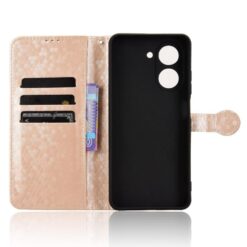 Lacné Kryty | Peňaženkové puzdro Honeycomb Dot Texture Case zlaté – Xiaomi Redmi A5 | Lacné Kryty