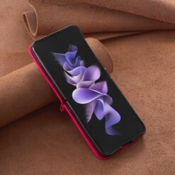 Lacné Kryty | Puzdro Embossing Pattern Motýľ tmavoružové – Samsung Galaxy Z Flip 5 | Lacné Kryty