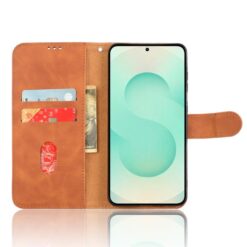 Lacné Kryty | Peňaženkové puzdro Solid hnedé – Samsung Galaxy S25 Edge | Lacné Kryty