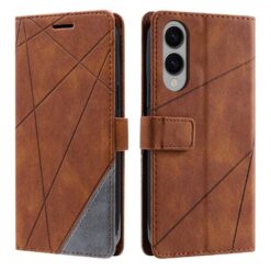 Lacné Kryty | Knižkové puzdro Rhombus hnedé – Samsung Galaxy S25 Edge | Lacné Kryty