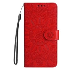 Peňaženkové puzdro Embossing Pattern Slnečnica červené – Samsung Galaxy S25 Edge