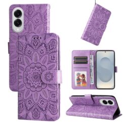 Lacné Kryty | Peňaženkové puzdro Embossing Pattern Slnečnica fialové – Samsung Galaxy S25 Edge | Lacné Kryty