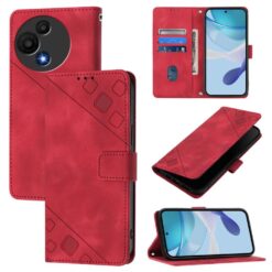 Lacné Kryty | Peňaženkové puzdro Embossing Pattern Square červené – TCL 60 SE Nxtpaper | Lacné Kryty
