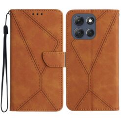 Lacné Kryty | Peňaženkové puzdro Embossing Pattern Stitchy case hnedé – Motorola Moto G56 5G | Lacné Kryty