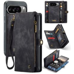 Lacné Kryty | Multifunkčné peňaženkové puzdro CaseMe Detachable čierne – Google Pixel 10 Pro XL | Lacné Kryty