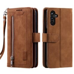 Lacné Kryty | Multifunkčné peňaženkové puzdro Nine-Card Case hnedé – Samsung Galaxy A17 5G | Lacné Kryty