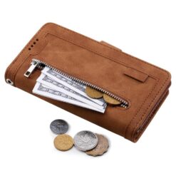 Lacné Kryty | Multifunkčné peňaženkové puzdro Nine-Card Case hnedé – Samsung Galaxy A17 5G | Lacné Kryty