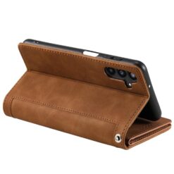 Lacné Kryty | Multifunkčné peňaženkové puzdro Nine-Card Case hnedé – Samsung Galaxy A17 5G | Lacné Kryty