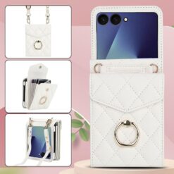 Lacné Kryty | Peňaženkové puzdro Diamond Card case biele – Samsung Galaxy Z Flip 7 | Lacné Kryty