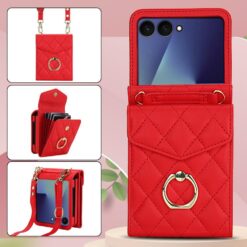 Peňaženkové puzdro Diamond Card case červené – Samsung Galaxy Z Flip 7 | Lacné Kryty Lacné Kryty | Peňaženkové puzdro Diamond Card case červené – Samsung Galaxy Z Flip 7 | Lacné Kryty